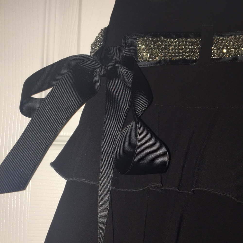 Express Ruffle Black Flirty Mini Skirt - Picture 2 of 3